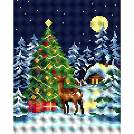 Orchidea Gobelin Canvas for Halfstitch without Yarn Christmas Tree in the Forest